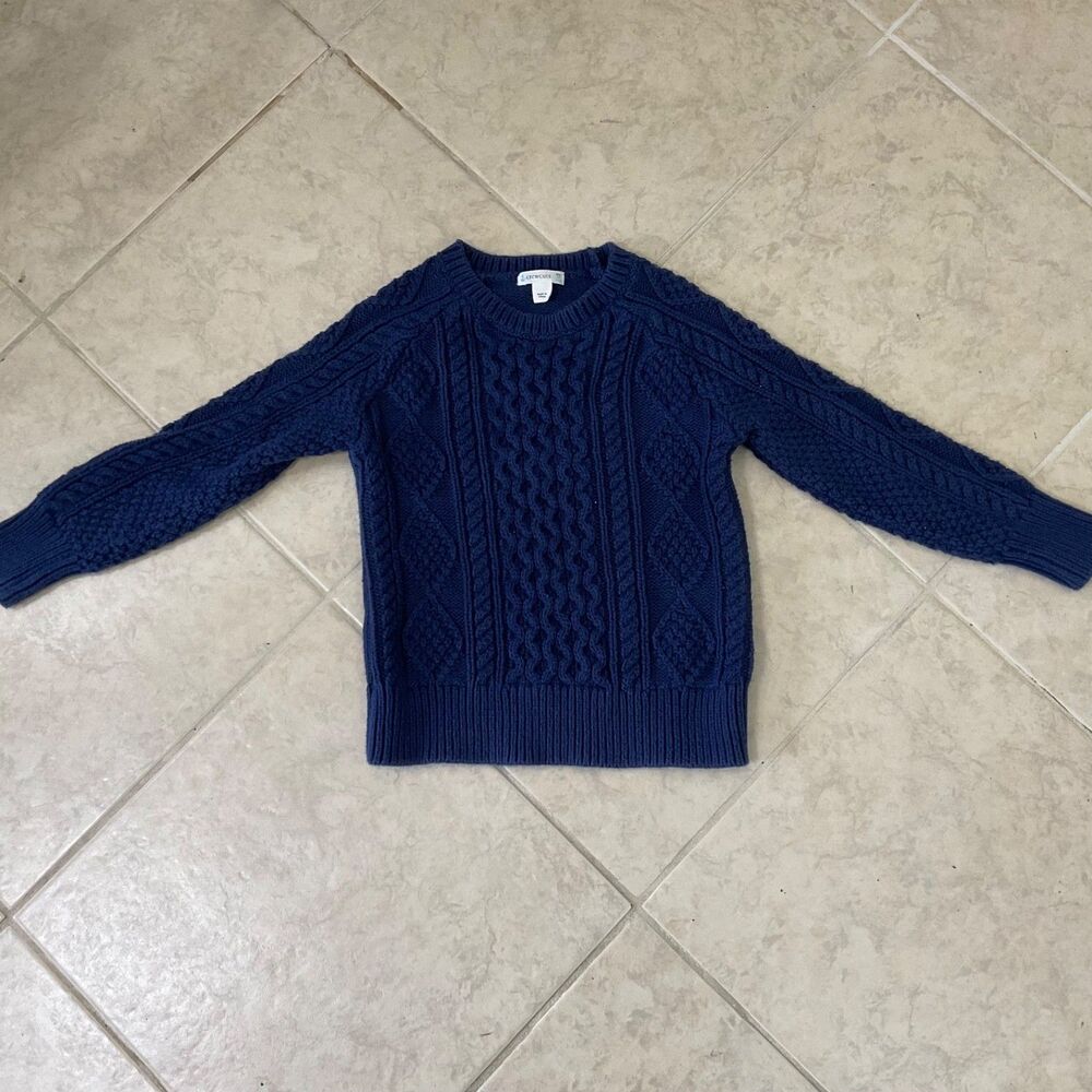 J.Crew Crewcuts Cable Knit Sweater Youth XS 4-5 Blue Fisherman chunky